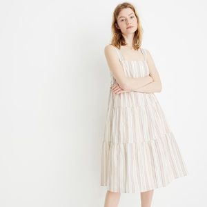 NWOT Madewell Button-Back Tiered Dress in Rainbow